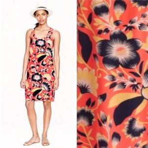 J. Crew Tie Back Silk Dress in Hibiscus Floral sz